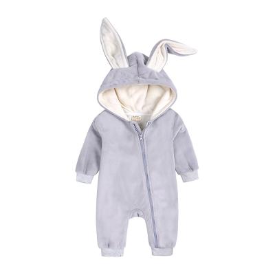 China Cozy baby clothes 2021 autumn winter new born baby jumpsuit rabbit ear cute rompers baby clothes for sale