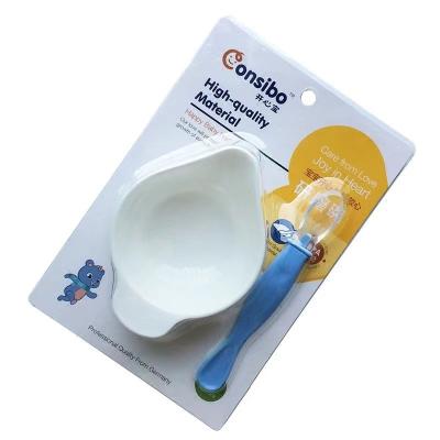 China BPA Free Puddle Anti Feeding Baby Eating Snack Grinder Grinder Bowl with Silicone Spoon Baby Bowl with Handle for sale