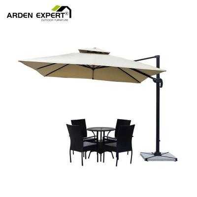 China Sun Wind Rain Proof Backyard Sun Shade 3X3 Square Anti-UV Umbrella Furniture Gazebo Rubber Windproof Wood Frame With Wheels And Frozen Pizza Base for sale