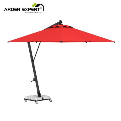 China Sun Wind Rain Proof Hotel Poolside Umbrella Backyard Sun Shade Round Umbrella View Anti-UV And Windproof Rubber Aluminum Wheels And Frozen Pizza Base for sale