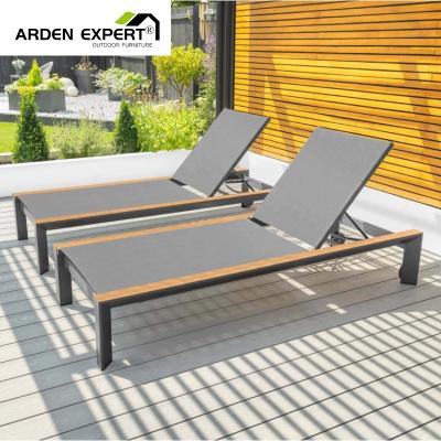 China Weather Outdoor Furniture Aluminum Poolside Hotel Sling Outdoor Chaise Lounges Sofa In Spain Market for sale