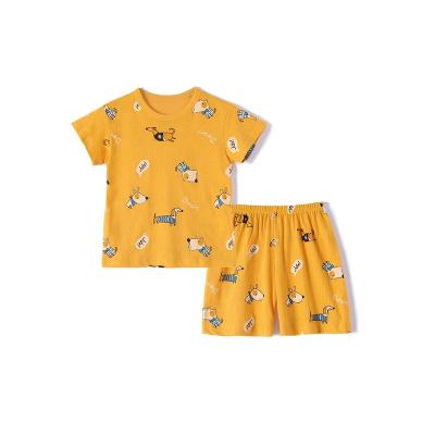 China Kids Clothing Anti-pilling Short Sleeves With Cartoon Patterns For Clidren Clothes Set 98%Cotton 2%Polyester Boys And Girls T-shirts Pajamas for sale