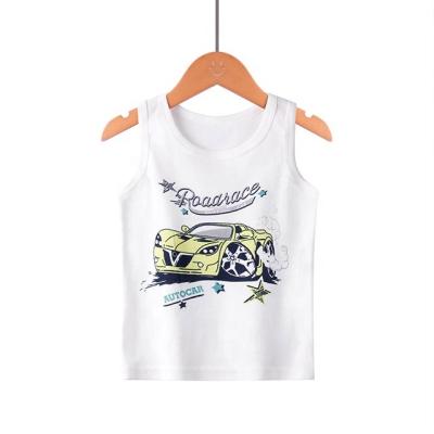 China High quality cotton baby tracksuit anti-pilling cheap summer vest boys vest cartoon O-neck beach vacation simple printing sleeveless top for sale