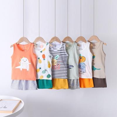 China Factory wholesale new anti-pilling vest summer shorts boys girls cotton kids clothes suit vests&shorts cartoon design comfortable breathable for sale