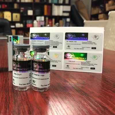 China Factory price muscle man steriods bottle laser effect 10ml hologram vial anti counterfeit label for sale