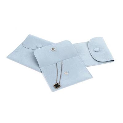 China BIODEGRADABLE Wholesale Custom Logo Suede Envelope Style Jewelry Pouch With Snap Button for sale