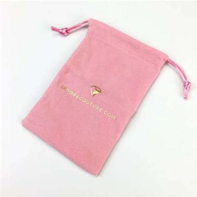 China Custom Hot Stamp Logo Velvet Cloth Small Jewelry Pouch Pouches for sale