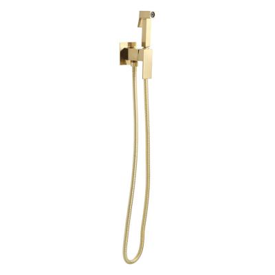 China Without Slide Bar Brass Brushed Gold Bidet Set Toilet Shattaf Complete Set for sale