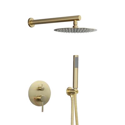 China Without Sliding Bar Wall Mounted Shower Set Bathroom Brush Gold Shower Set Shower Mixer Set for sale