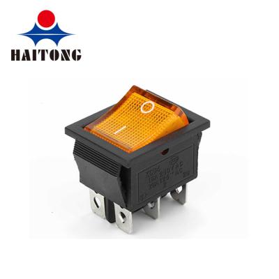 China KCD4-202 Bright Color Copper Lamp On Off 2 Way 6pin Boat /rocker Power Switch for sale