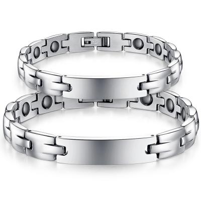 China Popular Black Stainless Steel Romantic Couples Magnet Bracelets Bangles for sale