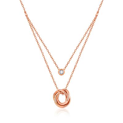 China FASHIONABLE Zircon Stainless Steel Women's Minimalist Trendy Double Layered Necklace for sale