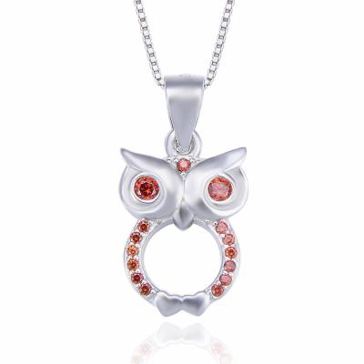 China 925 Sterling Silver Beautiful Owl Circle Zircon Pendant 925 Sterling Silver Necklace for sale