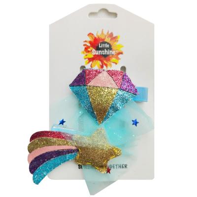 China China Factory Eco-friendly Rainbow Diamonds and Star Wholesale Hair Clip for Toddler Baby Hair Accessories 2019 for sale