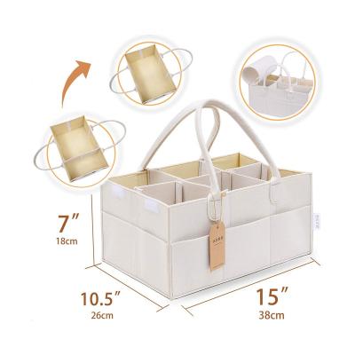 China Sustainable Baby Diaper Cart Organizer, Hot Selling Extra Large Cotton Rope Storage Basket 3 Compartments and Removable Dividers Baskets for sale