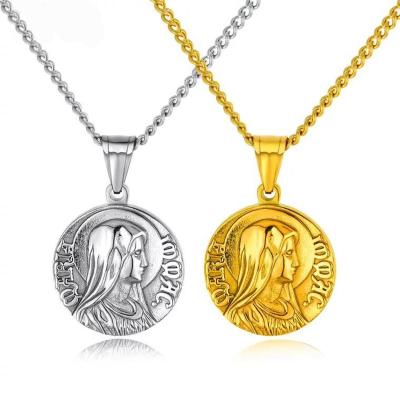 China Catholic Jewelry Gold Stainless Steel St Mary's Religious Silver Virgin Pendants Necklaces Catholic Necklaces For Women Men for sale