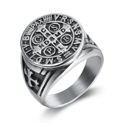 China New 2019 Fashionable Christian Catholic Cross Jewelry Cross Rings For Men Mens To Iron Cross Shape Rings for sale