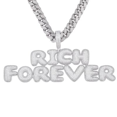 China Hiphop Customized Iced Out Letter Name Necklaces Copper Alloy Zirconia Pendants Necklaces Men Women Design for sale