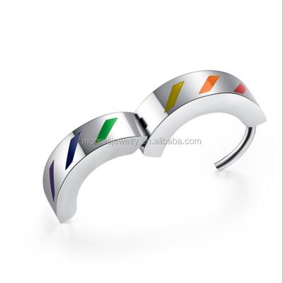 China 316l Stainless Steel LGBT Gay Pride Rainbow Color Stud Earrings For Gay Boys Rainbow Pride Earrings for sale