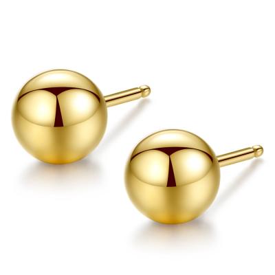 China Romantic Solid Gold 18Kt Ball Joint Yellow Gold Stud Earrings For Women Girlfriends Gifts for sale