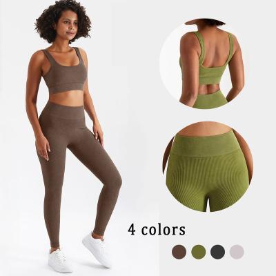 China Newest Seamless Gym Woman Sportswear Gaiters Sports Bras Sports Bras Fitness Wear Breathable Hot Selling Nylon Yoga Sets for sale