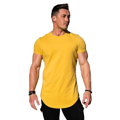 China 2021 Anti-wrinkle multiple color men's cotton slim sports short sleeve pure color casual men's sports short sleeve for sale