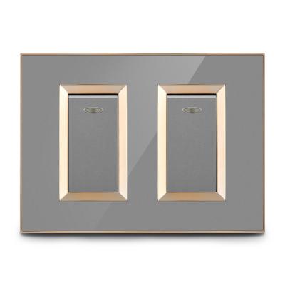 China Household and type 118 similar gold American switch of FULINMEN Gray Glass Switch Socket Wall purposes for home for sale