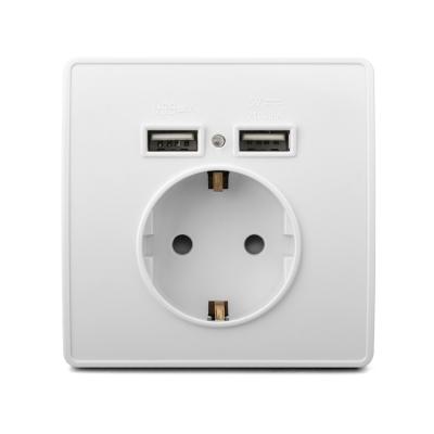 China European Standard Residential / Multipurpose Good Quality Desktop Electrical Wall 2 Ports USB Plug In Socket for sale