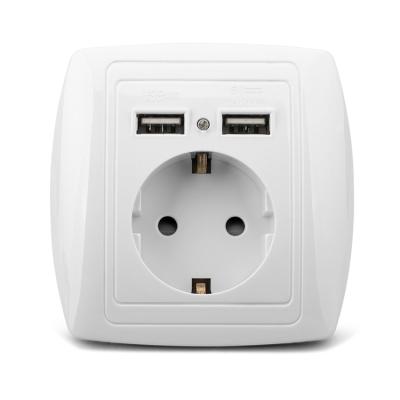 China EU German Residential / Multipurpose USB Standard 16 Amp PC Wall Socket Outlet Flame Retardant Electrical Switch for sale