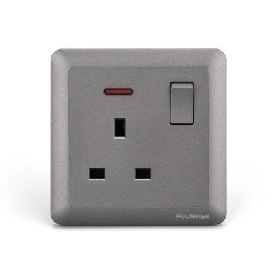 China 13 Amp Receptacle PC 13A Wall Outlet Flat UK Electric Light Switch Residential/General Purpose Gray High Grade 220-250V Pin Socket Factory Price UK for sale