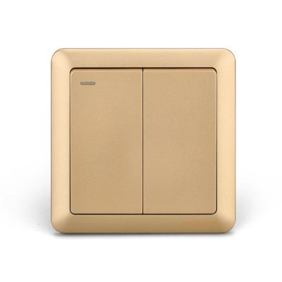 China Smart 2 Gang 1 Way Switch 16A Power Electric Wall Switch Large Panel Residential / Multipurpose Luxury Gold for sale