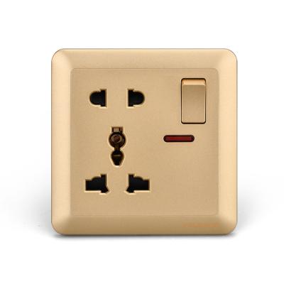 China Hot Selling Gold/Residential White/General Purpose/Gray 5 Pin Multi Universal 1 Gang 13 Amp Wall Switch and Socket Gold for sale