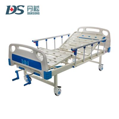 China 2021 Comfortable Hospital Bed 2 Crank ABS Adjustable Manual Economical For Handicapped for sale