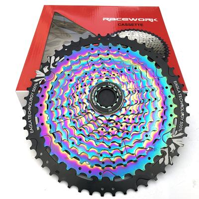 China Safety RACEWORK 12s 11-50T Shining Colorful Cassette Flywheel Boxed 12 Speed ​​Mtb Mountain Bike Cassette for sale