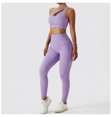 China Breathable High Quality Womens Workout Outfits For Women 2 Piece Sport Bra High Waist Yoga Leggings Sets Activewear Athletic Wear For Women for sale