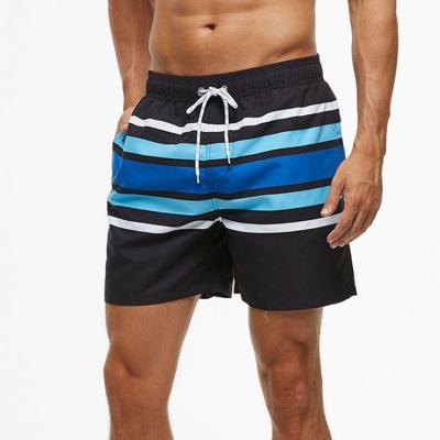 China Wholesale Custom Viable Logo Mens Sport Running Jogger Striped Print Design Plain Gym Beach Swimming Shorts for sale