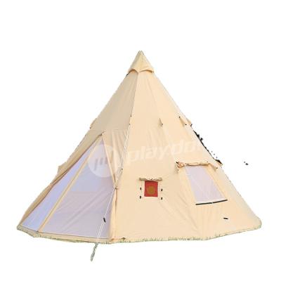 China Straight tie type Unistrengh polyester bell tent luxury pyramid waterproof tipi tent for outdoor camping for sale