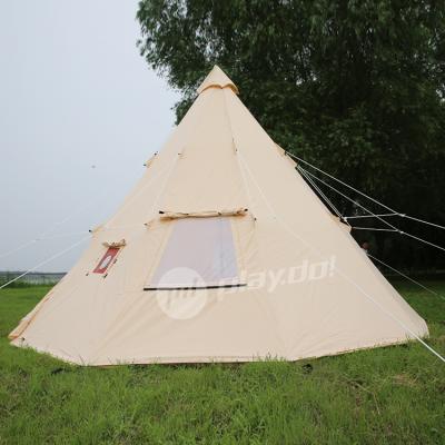 China Straight tying type Unistrengh fire proof safari bell tent tipi tent 5m luxury canvas tipi outdoor glamping tent for sale