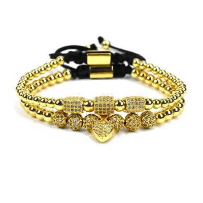 China FASHIONABLE 2pcs/set Braided Braiding Bracelet Pave CZ Zircon Bracelet Luxury Jewelry for sale