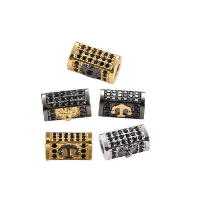 China Trendy CZ Beads Metal Brass Micro Pave Zircon Beads For Jewelry DIY Charm Bracelet Making for sale