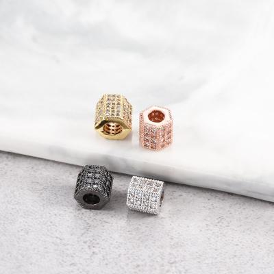 China Trendy Charm Micro Pave Zircon Bead Black/Silver/Rose Gold For DIY Jewelry Making Jewelry Accessories for sale