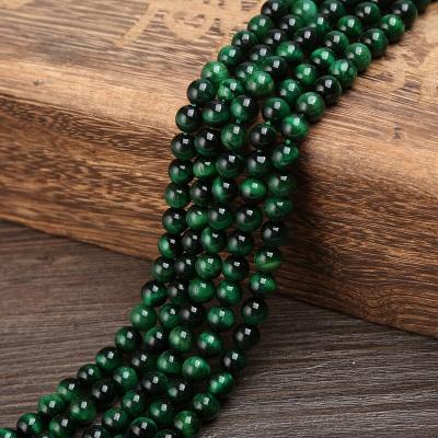 China Other Natural Green Tiger Eye Stone Round Loose Beads For Jewelry Making 15