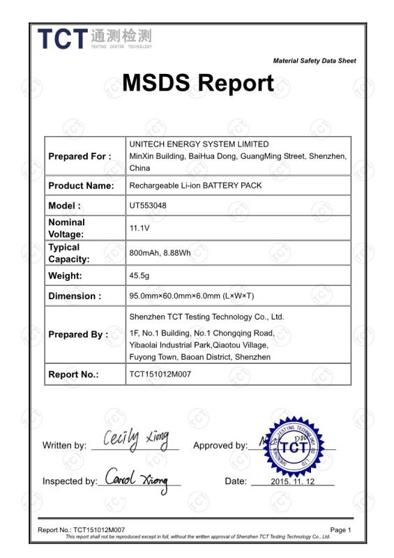 MSDS - Unitech Energy System Limited