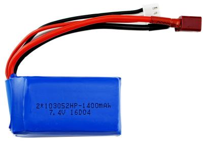 Chine 103052 batterie au lithium profonde de cycle des batteries de voiture de 25C RC 7.4V 1400mAh 20*30*55mm à vendre