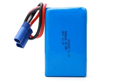 China 11.1V 4000mah Rechargeable Lithium Polymer 3 Cell Lipo Battery Packs for sale