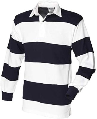 China Breathable Custom Made UK Long Sleeve Rugby Jersey Shirts Sewn To Stripe 100% Cotton For Men OEM ODM Full Customized Service for sale