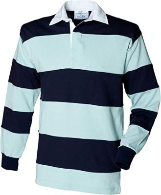 China Breathable Custom Made UK Long Sleeve Rugby Jersey Shirts Sewn To Stripe 100% Cotton For Men OEM ODM Full Customized Service for sale