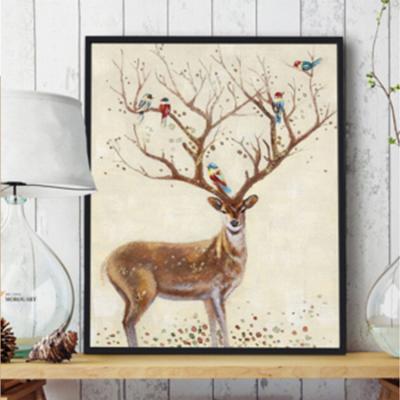 China Fashionable High End Simple Oil Paintings On Canvas Framed Art With Deer for sale