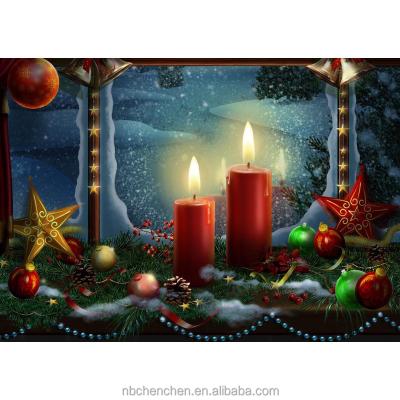 China Modern canvas painting of three bottles with candle for Christmas decorative for sale