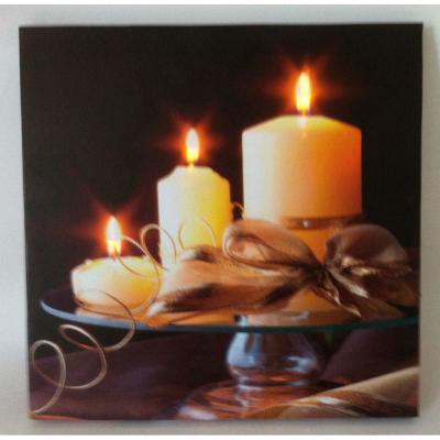 China Modern Lit Candle Canvas Art Led Buddha Light Flickering Canvas for sale